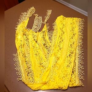 Bright Yellow Lace Scarf